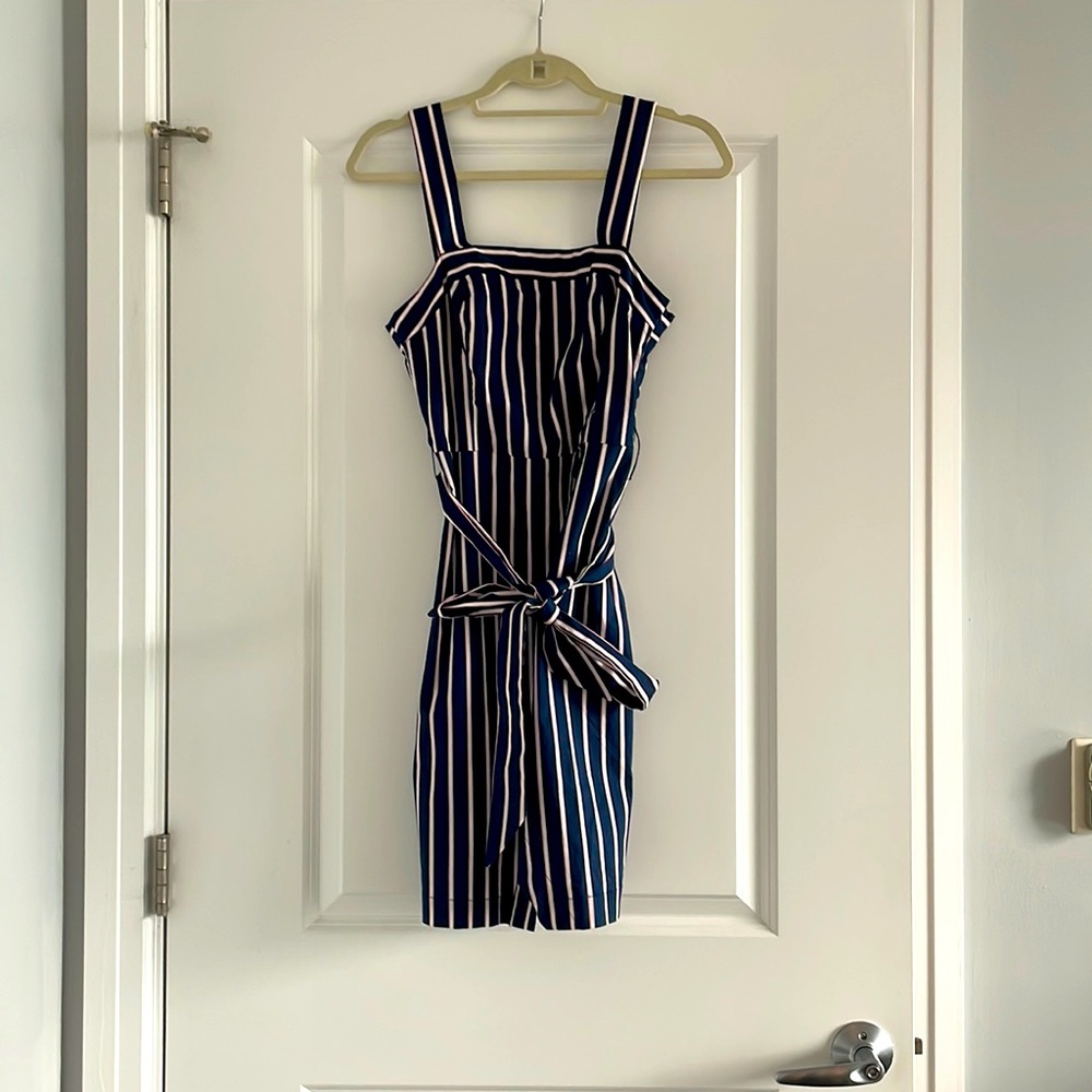 J.O.A Navy & White Striped Dress